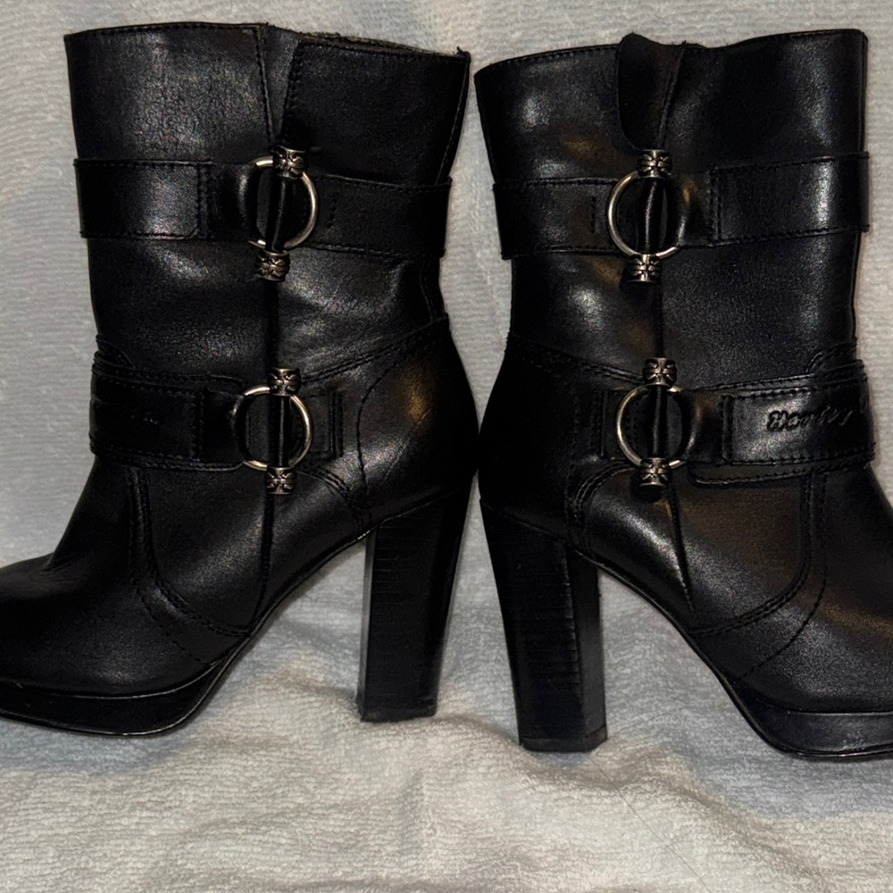 Harley-Davidson Black Heeled Ankle Boots -Size 5.5